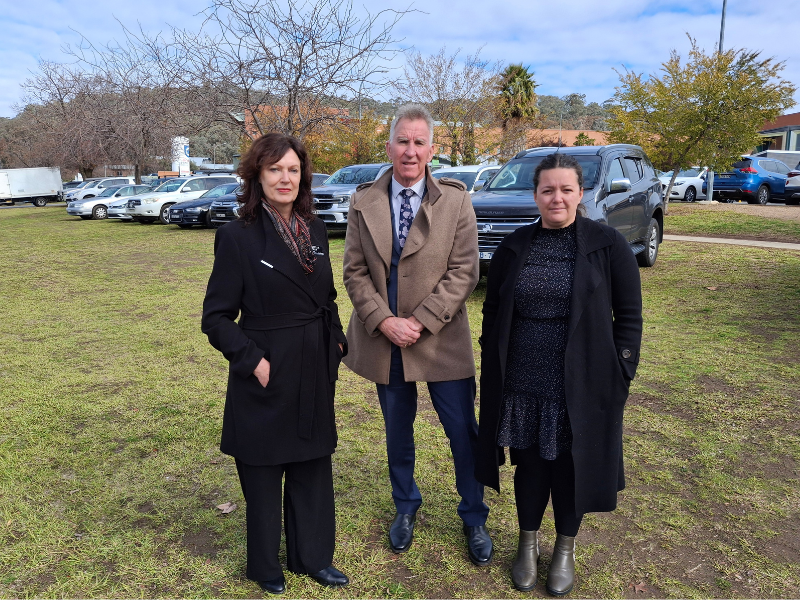 Council representatives near the Albury Base Hospital carpark