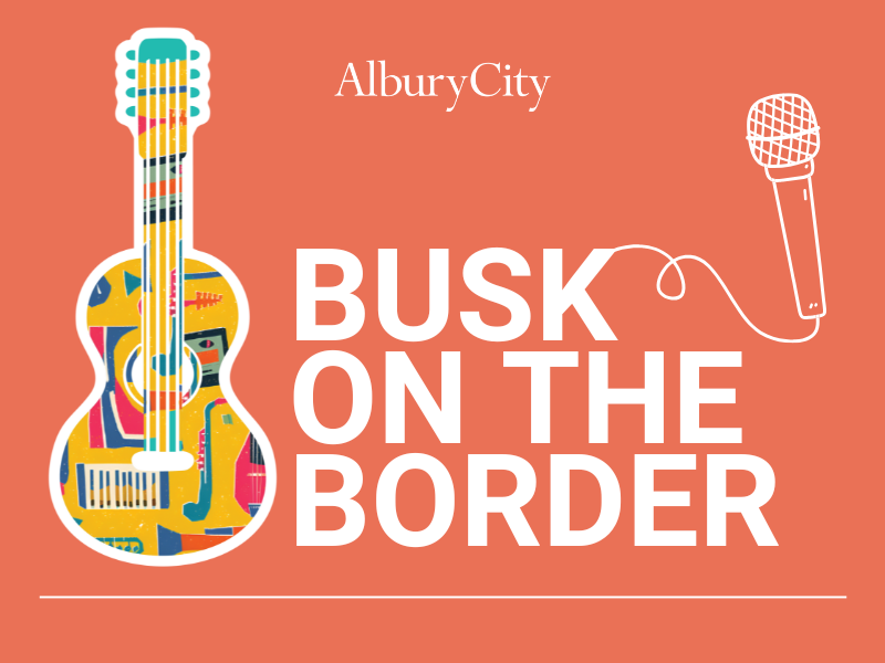 Busk on the Border graphic art for event