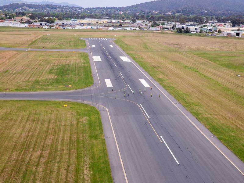 An airport runway from the air