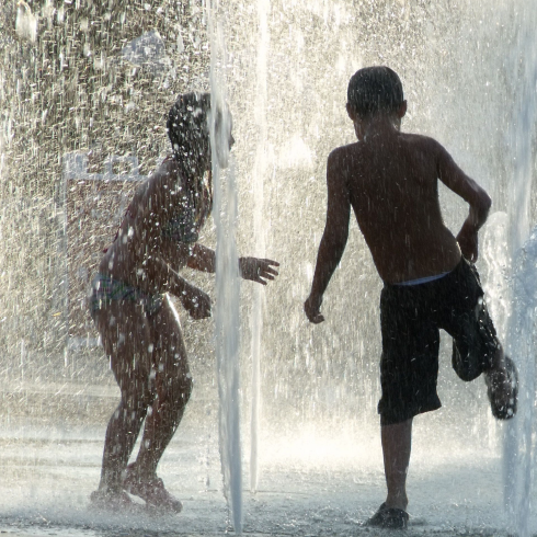 KIds playing in a splash park