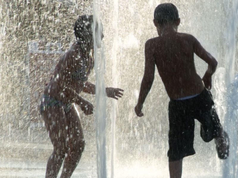 KIds playing in a splash park