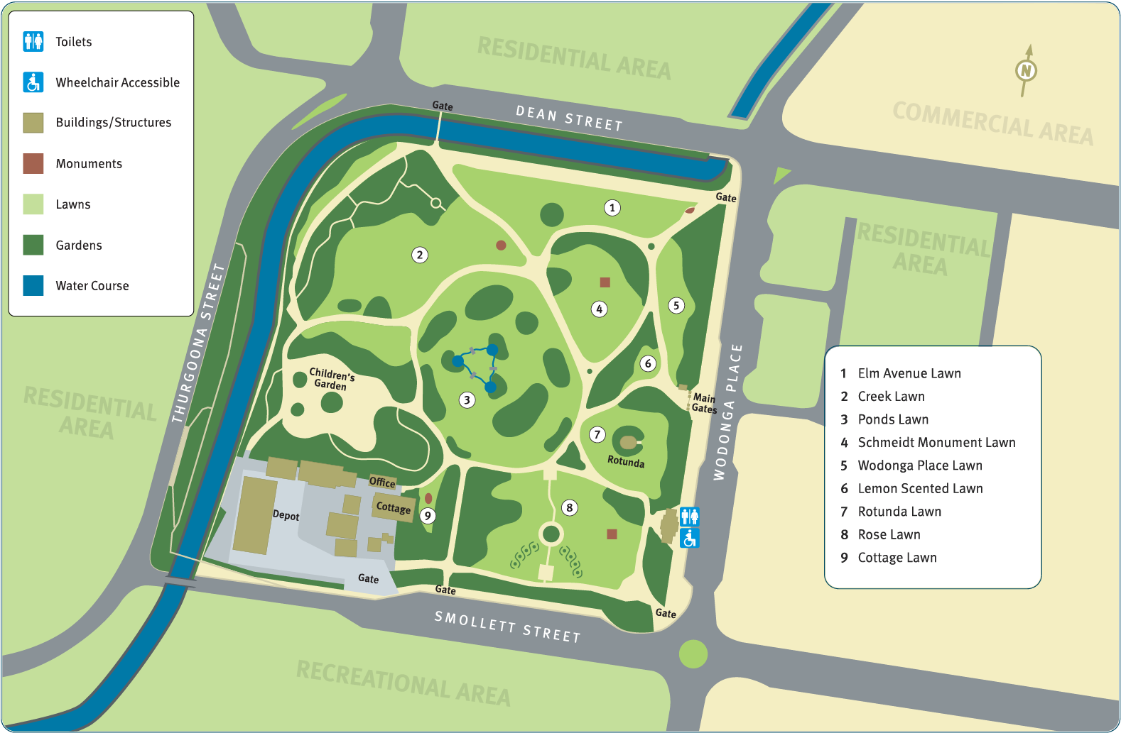 Albury botanic gardens Map